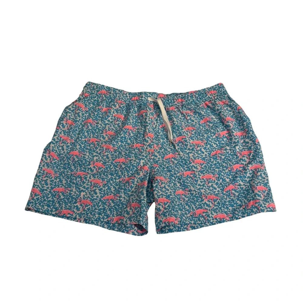 Chubbies Mens Swim Trunks XL Pink Flamingo Blue Pattern 5.5 Inseam Mesh Lined